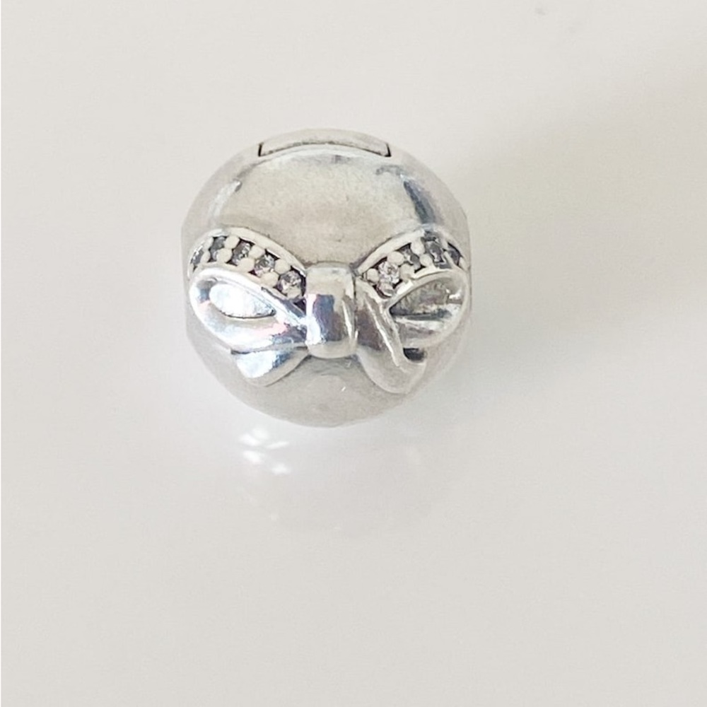 Pair of Pandora Dainty Bow Clip Silver 925 791777CZ
